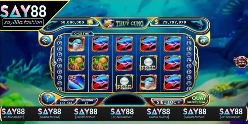 Giao diện đại dương rực rỡ trong game nổ hũ thủy cung 